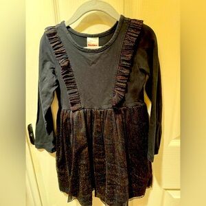 Hanna Andersson Black Long Sleeve Top with Ruffle Details